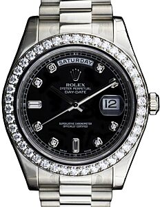 Rolex Day-Date II 218349-BLKDDP 41mm Black Diamond Bezel White Gold President - BRAND NEW