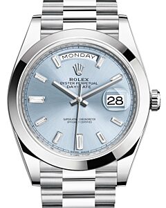 Rolex Day-Date 40 President Platinum Ice Blue Diamond Dial 228206 - BRAND NEW