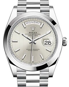 Rolex Day-Date 40 President Platinum Silver Striped Index Dial 228206 - BRAND NEW