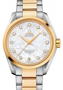 Omega Aqua Terra 150M Master Co-Axial Chronometer Ladies Steel/Yellow Gold 38.5mm White Mother of Pearl Diamond Dial Steel/Yellow Gold Bracelet 231.20.39.21.55.004 - BRAND NEW