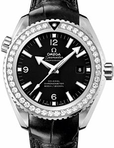 Omega Seamaster Planet Ocean 600M 45.5mm Steel/Diamond Black Dial Leather Strap 232.18.46.21.01.001