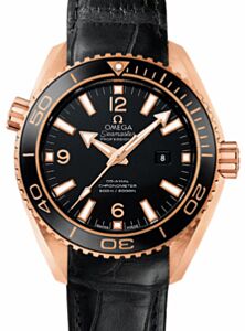 Omega Planet Ocean 600M 37.5mm Red Gold Black Dial Leather Strap 232.63.38.20.01.001