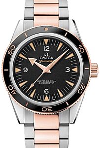 Omega Seamaster 300 Master Co-Axial Chronometer 41mm Steel/Sedna Gold Black Dial Bracelet 233.20.41.21.01.001 - BRAND NEW