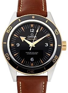 Omega Seamaster 300 Master Co-Axial Chronometer 41mm Steel/Yellow Gold Black Dial Leather Strap 233.22.41.21.01.001 - BRAND NEW