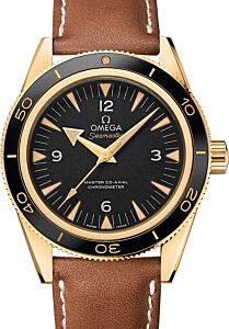Omega Seamaster 300 41mm Yellow Gold Black Dial Leather Strap 233.62.41.21.01.001