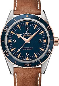 Omega Seamaster 300 41mm Titanium/Sedna Gold Blue Dial Leather Strap 233.62.41.21.03.001