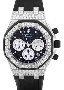 Audemars Piguet 26092CK.ZZ.D002CA.01 Royal Oak Offshore Chronograph 37mm Black Diamond Bezel White Gold Diamond Set Rubber - BRAND NEW