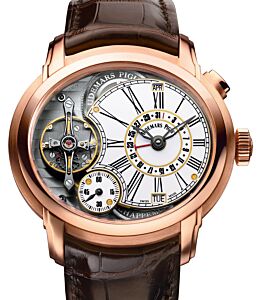 Audemars Piguet 26149OR.OO.D803CR.01 Millenary Quadriennium 47mm White Enamel Roman Rose Gold Leather BRAND NEW