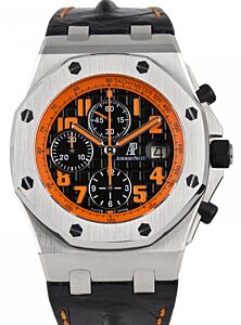 Audemars Piguet 26170ST.OO.D101CR.01 Royal Oak Offshore Chronograph Volcano Model 42mm Black Arabic Orange Stainless Steel Hornback Leather 