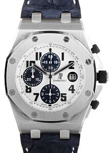 Audemars Piguet 26170ST.OO.D305CR.01 Royal Oak Offshore Chronograph Navy Model 42mm White Arabic Blue Stainless Steel Hornback Leather 