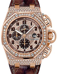 Audemars Piguet 26215OR.ZZ.A801CR.01 Royal Oak Offshore Chronograph 48mm Diamond Pave Arabic Rose Gold Diamond Set Leather - BRAND NEW