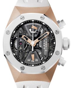 Audemars Piguet 26223RO.OO.D010CA.01 Royal Oak Concept Tourbillon Chronograph 44mm Openworked White Ceramic Rose Gold Rubber BRAND NEW