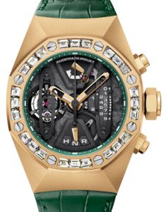 Audemars Piguet 26224BA.ZZ.D400CR.01 Royal Oak Concept Tourbillon Chronograph 44mm Openworked Diamond Bezel Yellow Gold Green Leather BRAND NEW