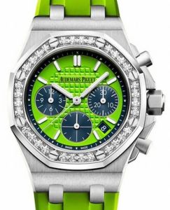 Audemars Piguet Royal Oak Offshore Selfwinding Chronograph Stainless Steel 37mm Green Dial Diamond Bezel Rubber Strap 26231ST.ZZ.D038CA.01 - BRAND NEW