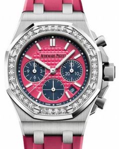 Audemars Piguet Royal Oak Offshore Selfwinding Chronograph Stainless Steel 37mm Pink Index Diamond Bezel Rubber Strap 26231ST.ZZ.D069CA.01 - BRAND NEW