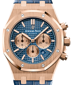Audemars Piguet Royal Oak Chronograph Rose Gold Blue Index Blue Leather 41mm 26331OR.OO.D315CR.01 - BRAND NEW