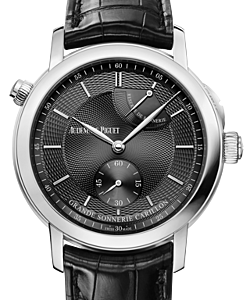Audemars Piguet 26344PT.OO.D002CR.02 Jules Audemars Grande Sonnerie Carillon 39mm Black Guilloche Index Platinum Leather BRAND NEW