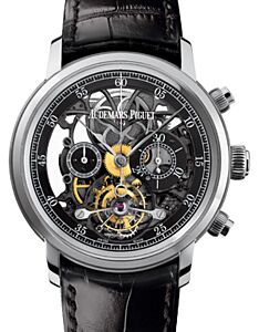 Audemars Piguet 26346BC.OO.D002CR.02 Jules Audemars Tourbillon Chronograph 41mm Black Openworked Arabic White Gold Leather BRAND NEW