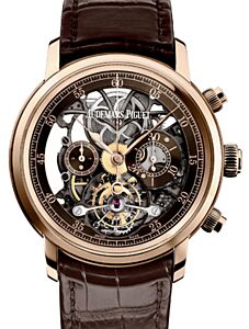 Audemars Piguet 26346OR.OO.D088CR.01 Jules Audemars Tourbillon Chronograph 41mm Brown Openworked Arabic Rose Gold Leather BRAND NEW