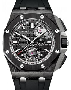 Audemars Piguet 26550AU.OO.A002CA.01 Royal Oak Offshore Tourbillon Chronograph 44mm Black Index Forged Carbon Rubber - BRAND NEW