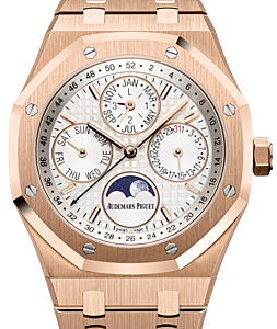 Audemars Piguet Royal Oak Perpetual Calendar Rose Gold Silver Index 41mm Rose Gold Bracelet 26574OR.OO.1220OR.01 - BRAND NEW
