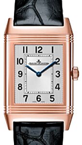 Jaeger-LeCoultre Calibre 844 Reverso Classic Small Duetto 2662430 Silver / Black Guilloche Rose Gold Leather 34.2 x 21mm Manual-Winding BRAND NEW