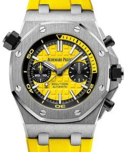 Audemars Piguet 26703ST.OO.A051CA.01 Royal Oak Offshore Diver Chronograph 42mm Yellow Index Stainless Steel Rubber Automatic BRAND NEW
