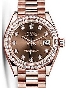 Rolex Datejust 28 279135 Chocolate Diamond Markers & Bezel Rose Gold President - BRAND NEW