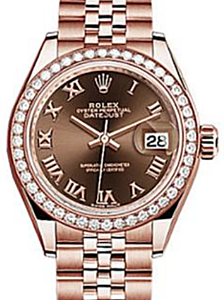 Rolex Datejust 28 279135 Chocolate Roman Diamond Bezel Rose Gold Jubilee - BRAND NEW