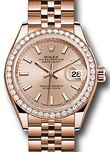 Rolex Datejust 28 279135 Sundust Index Diamond Bezel Rose Gold Jubilee - BRAND NEW