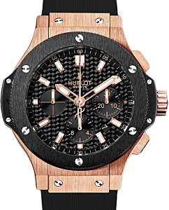 Hublot Big Bang Original Chronograph Gold Ceramic 44mm Black Carbon Fibre Dial Rubber Strap 301.PM.1780.RX - BRAND NEW