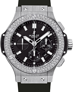 Hublot Big Bang Original Chronograph Steel Diamonds 44mm Black Dial Rubber Strap 301.SX.1170.RX.1104 - BRAND NEW