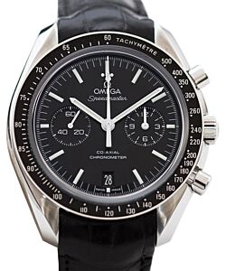 Omega 311.33.44.32.01.001 Speedmaster Moonwatch Professional Moonphase Chronograph 44.25mm Black Index Stainless Steel Leather BRAND NEW