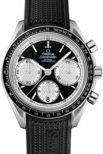 Omega 326.32.40.50.01.002 Speedmaster Racing Co-Axial Chronograph 40mm Black White Index Stainless Steel Rubber BRAND NEW