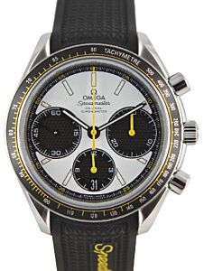 Omega 326.32.40.50.04.001 Speedmaster Racing Co-Axial Chronograph 40mm White Index Stainless Steel Rubber BRAND NEW