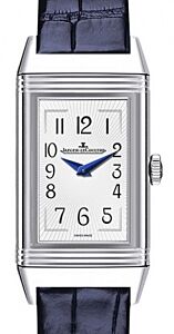 Jaeger-LeCoultre Calibre 842 Reverso One Duetto Moon 3358420 Silver Guilloche / Midnight Blue Stainless Steel Leather 40.1 x 20mm Manual-Winding BRAND NEW