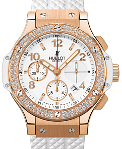 Hublot Big Bang 341.PE.2010.RW.1104 White Arabic Diamond Bezel &amp; Rose Gold Case Rubber 41mm BRAND NEW