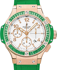 Hublot Tutti Frutti Rose Gold White Arabic Dial Tsavorite Bezel & Green Leather 41mm 341.PG.2010.LR.1922 - BRAND NEW