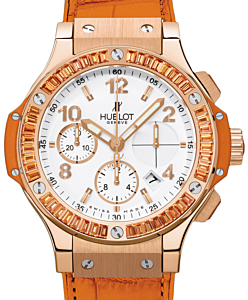 Hublot Tutti Frutti 341.PO.2010.LR.1906 White Arabic Orange Sapphire Bezel Rose Gold &amp; Orange Leather 41mm BRAND NEW