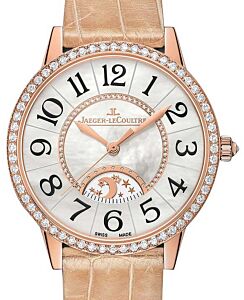 Jaeger-LeCoultre Calibre 898A/1 Rendez-Vous Night &amp; Day 3432490 White Mother of Pearl Arabic Diamond Bezel Rose Gold Leather 36mm Automatic BRAND NEW