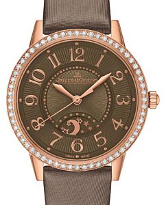 Jaeger-LeCoultre Calibre 898A/1 Rendez-Vous Night &amp; Day 344242J Chocolate Guilloche Arabic Diamond Bezel Rose Gold Leather 34mm Automatic BRAND NEW