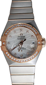 Omega Constellation Co-Axial 123.25.27.20.55.005 27mm White Mother of Pearl Diamond Red Gold Stainless Steel - BRAND NEW