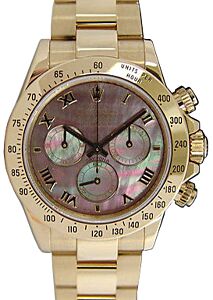 Rolex Daytona 116528-DMOPR Black Mother Of Pearl Roman 18k Yellow Gold BRAND NEW