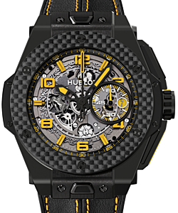 Hublot Big Bang Unico Ferrari 401.CQ.0129.VR Skeleton Yellow Arabic Carbon Fiber Bezel &amp; Black Ceramic Case Leather 45mm BRAND NEW
