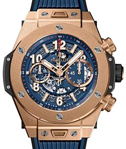 Hublot Big Bang Unico King Gold Blue Skeleton 45mm Dial Bezel Rubber?Strap 411.OX.5189.RX - BRAND NEW