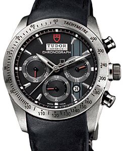 Tudor Fastrider Chronograph 42000 Black Index Stainless Steel &amp; Leather 42mm BRAND NEW