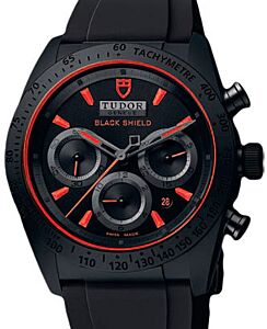 Tudor Fastrider Blackshield 42000CR Black Red Index Black Ceramic &amp; Rubber Chronograph 42mm BRAND NEW