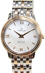 Omega De Ville Prestige Quartz 424.20.27.60.05.002 27.4mm White Mother of Pearl Red Gold Stainless Steel BRAND NEW