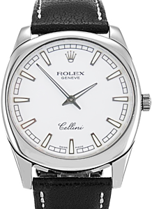 Rolex Cellini 4243-9 White Index White Gold Black Leather Manual BRAND NEW