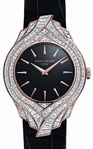 Patek Philippe Calatrava Ladies 4895R 34mm Black Index Rose Gold Diamond Pattern BRAND NEW